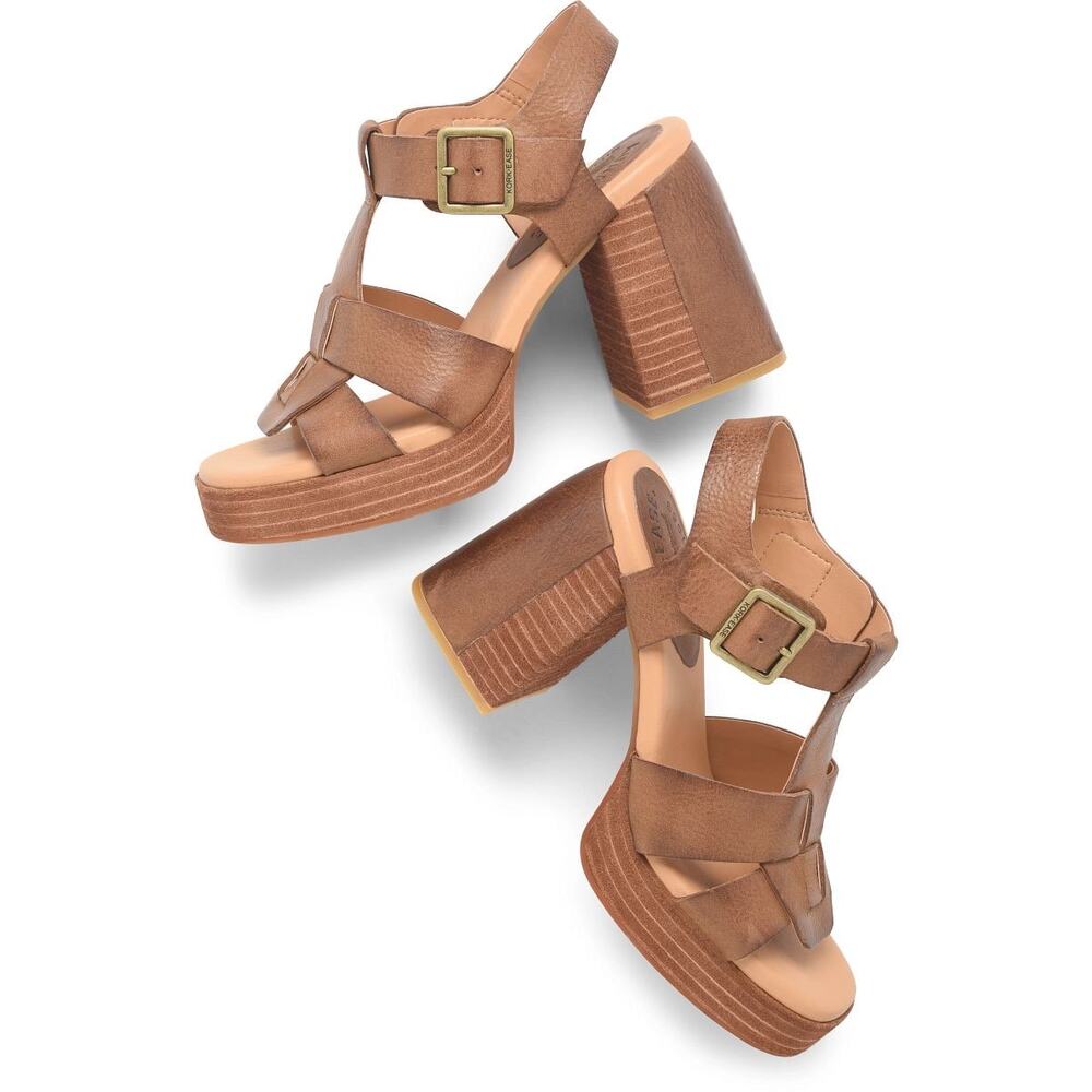 NWOB Kork-Ease Macey Platform Sandals Terra Brown Leather Size 9